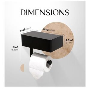 Day Moon Designs Black Toilet Paper Holder with Shelf